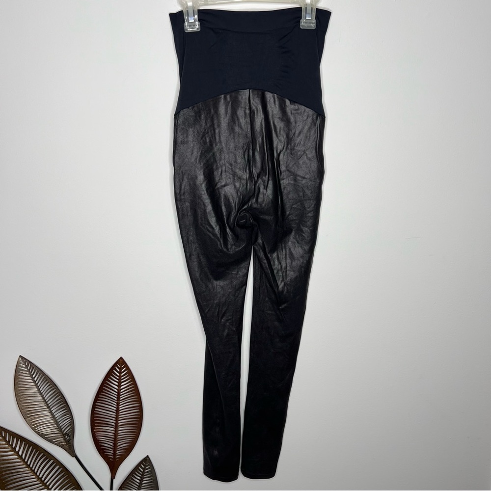 M20 Spanx Mama‎ Maternity Faux Leather High Waisted Leggings - Picture 7 of 10